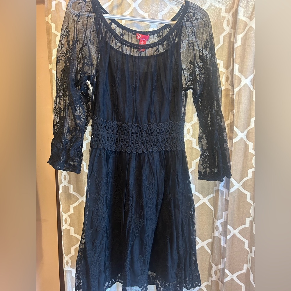Ultra Pink Black Lace Dress